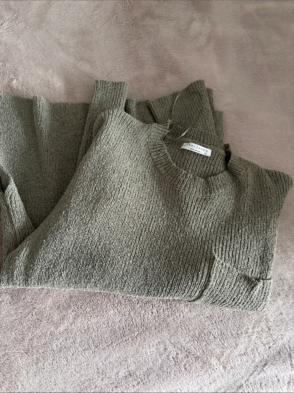 Final Touch Olive Green Crewneck Sweater